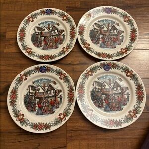 royal stafford set 4 CHESTNUT SELLER DINNER plates. christmas
